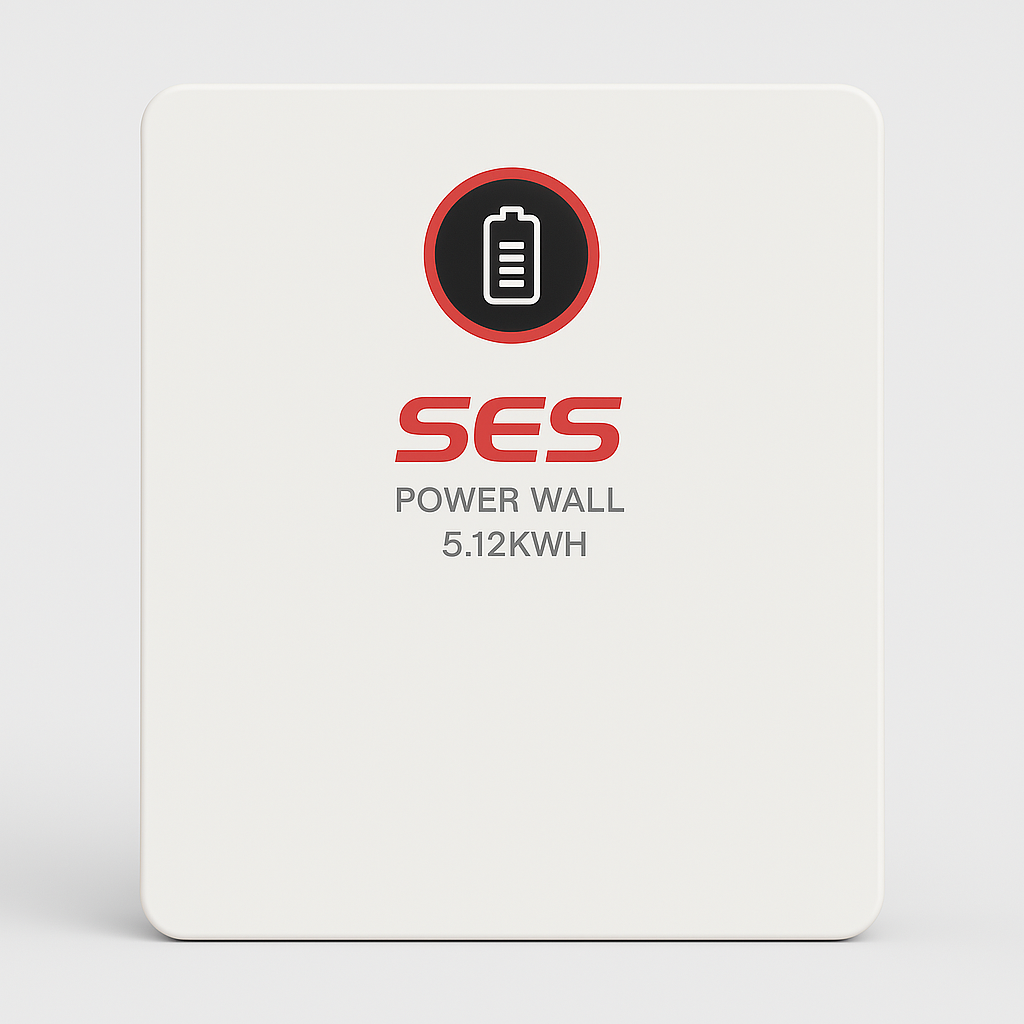 Front view of SES Power Wall 5.12kWh lithium battery for home energy storage